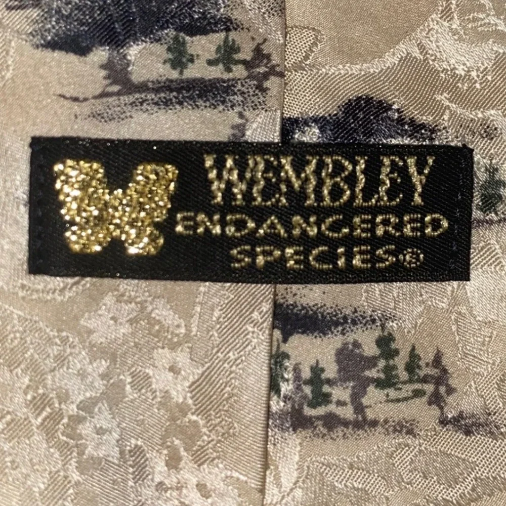 Wembley Endangered Species Bald Eagle Silk Tie Mens Navy Blue‎ Nature Wildlife